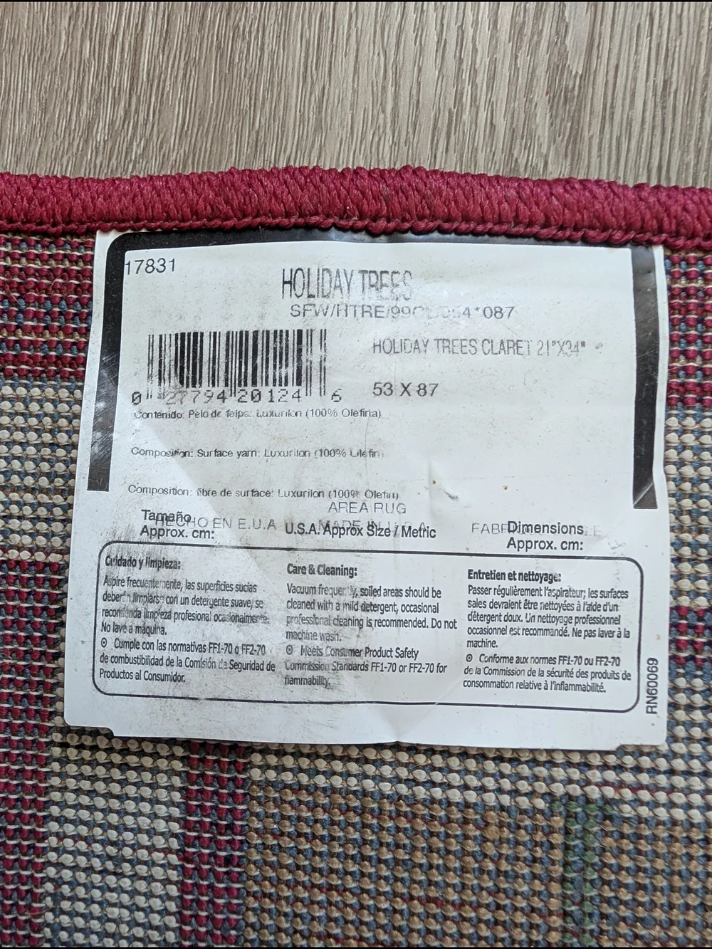 Holiday Christmas Tree Accent Rug - Red